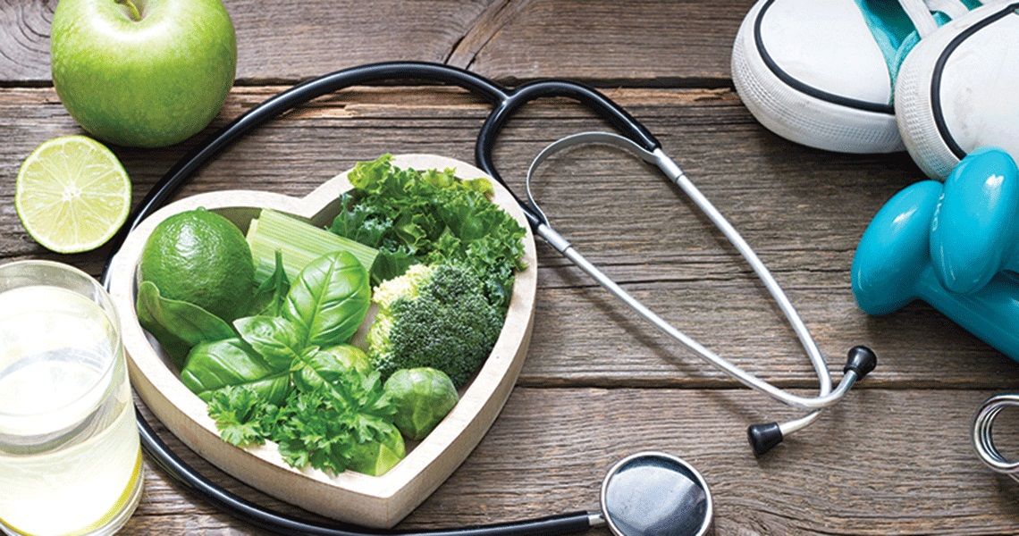 Graphic showing greens in a heart-shaped bowl