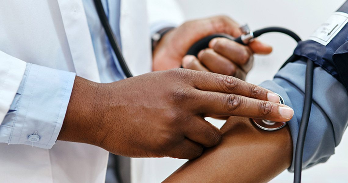 Close-up of a blood pressure being taken