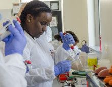 student working in medical lab