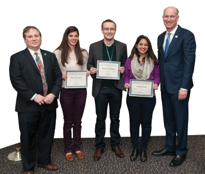 Scholarship recipients with dean Akman