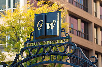 GW gate on campus