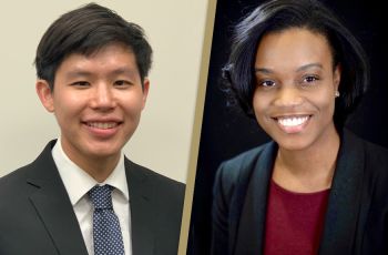Grant recipients Chapman Wei, fourth-year MD student, and Dermatology Fellow Kamaria Nelson, MD