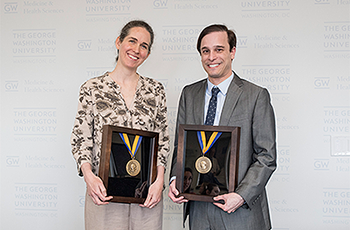 Doctor Scott Cohen and Doctor Aviva Ellenstein with distinguished teacher awards